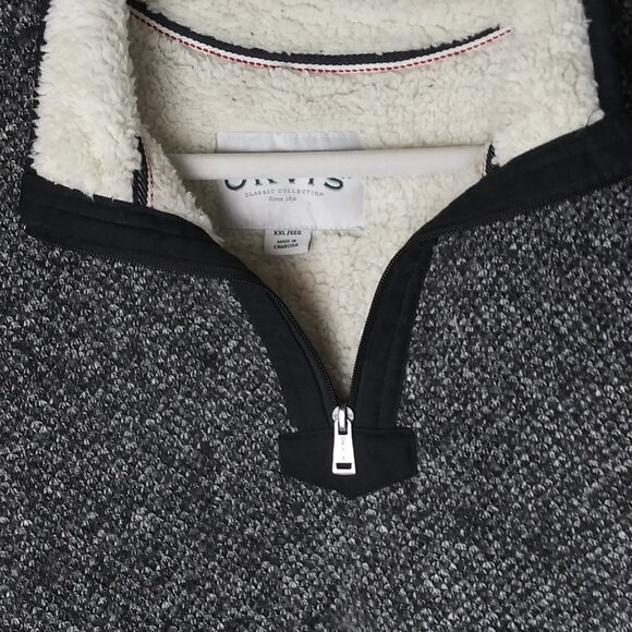 Orvis Men's Brighton 1/4 Zip Sherpa Lined Knit Pullover Heather Black Size XXL - Picture 2 of 6